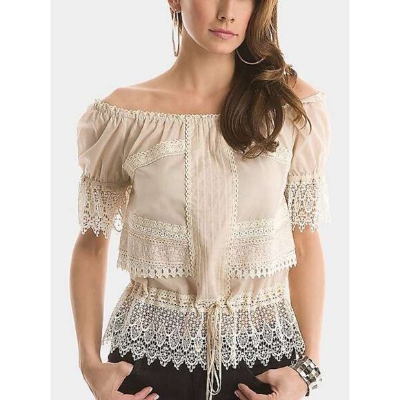 Guess by Marciano Off-Shoulder (or on) Lace Top - Picture 2 of 5